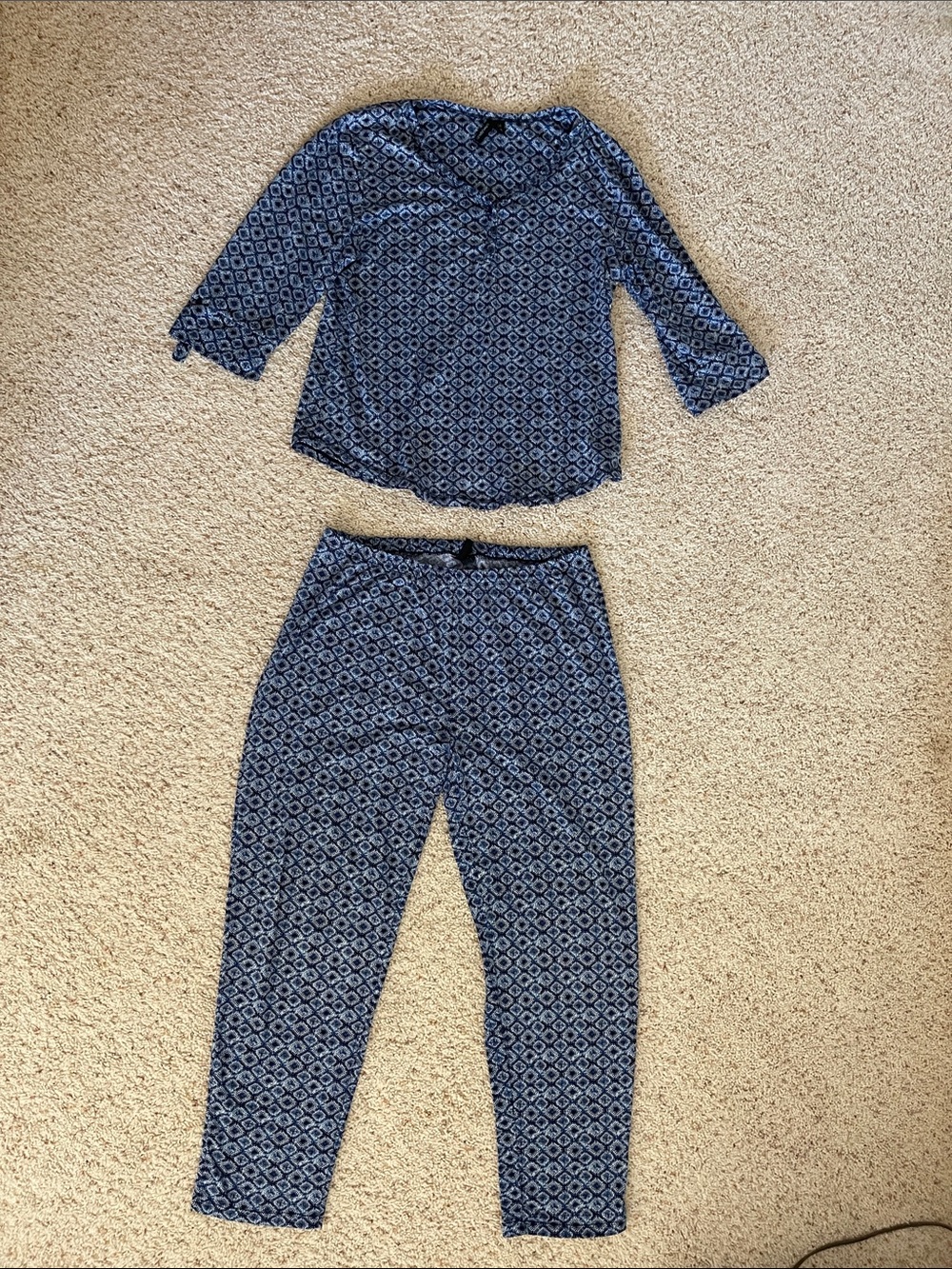Cynthia Rowley Navy and White Geometric Womens Pajama Set